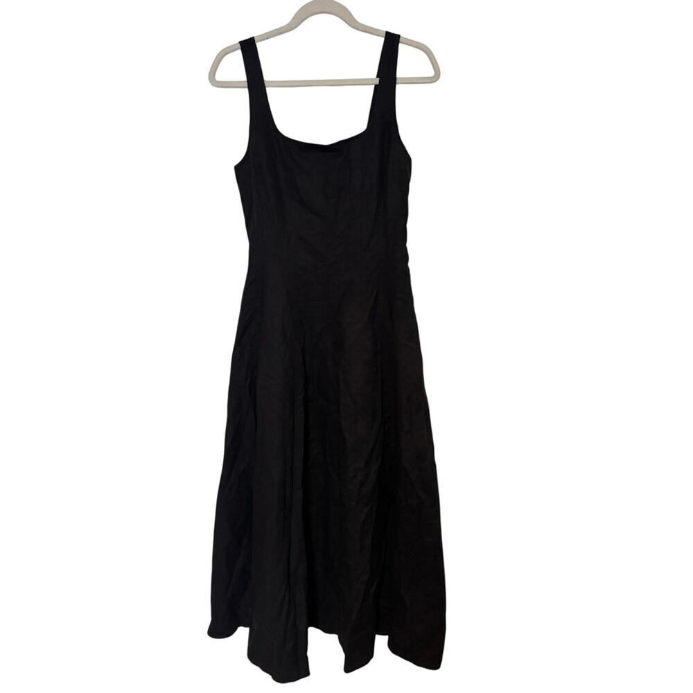 NWT Madewell Seamed Squareneck Midi Dress In Black Size 2 - Picture 4 of 9
